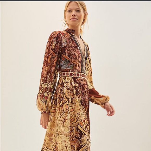 Anthropologie Bhanuni by Jyoti Embroidered Beaded Long Sleeve Maxi Dress NWT 2 - Picture 3 of 16